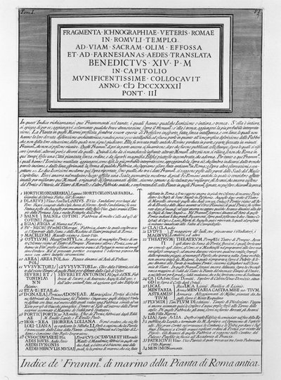 Beschreibung für Forma Urbis von Giovanni Battista Piranesi